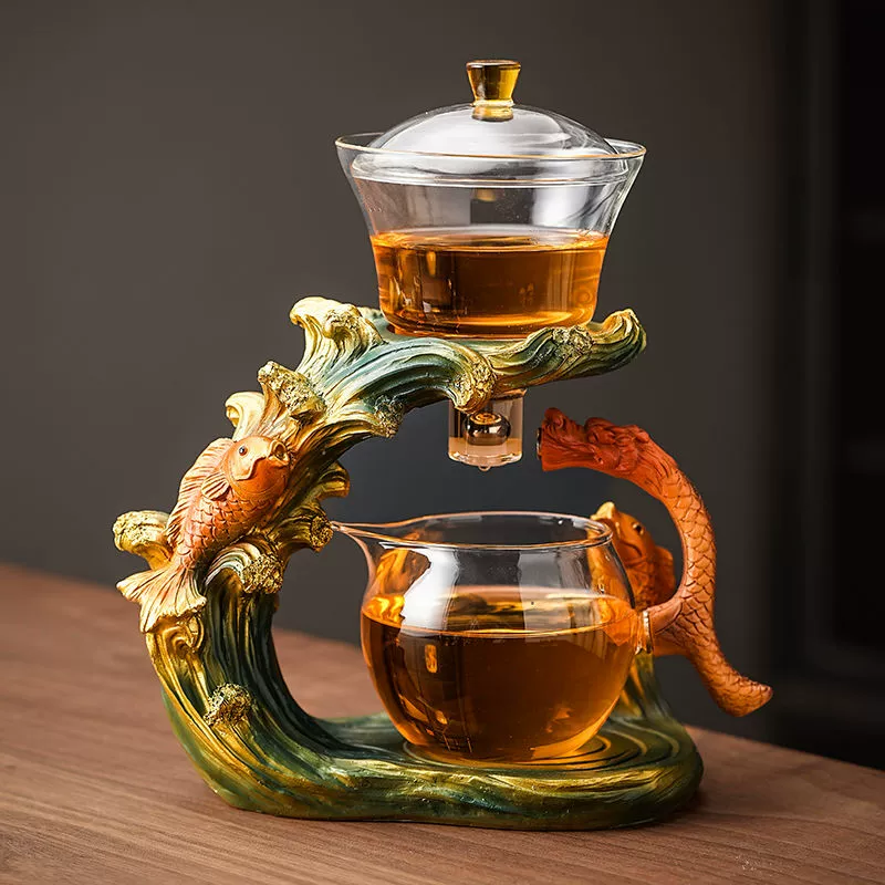 Glass automatic tea set, teapot for home use, tea cup, full set