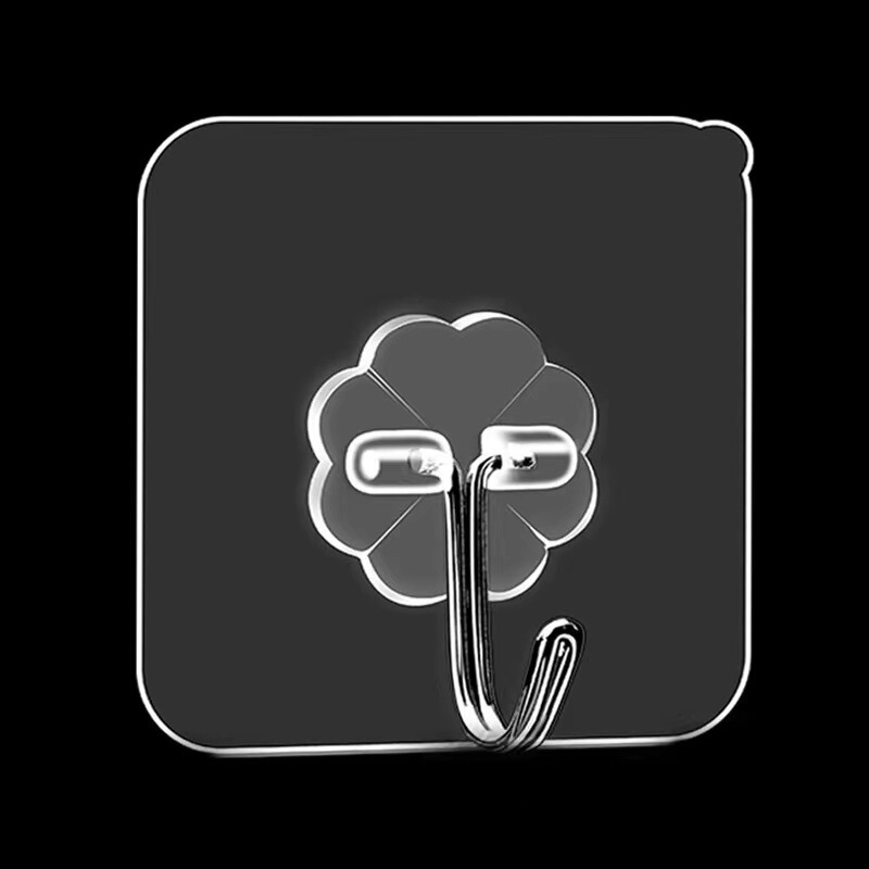 Transparent punch-free hook strong seamless adhesive coat hook suction cup sticky hook kitchen wall hanger behind the door hook