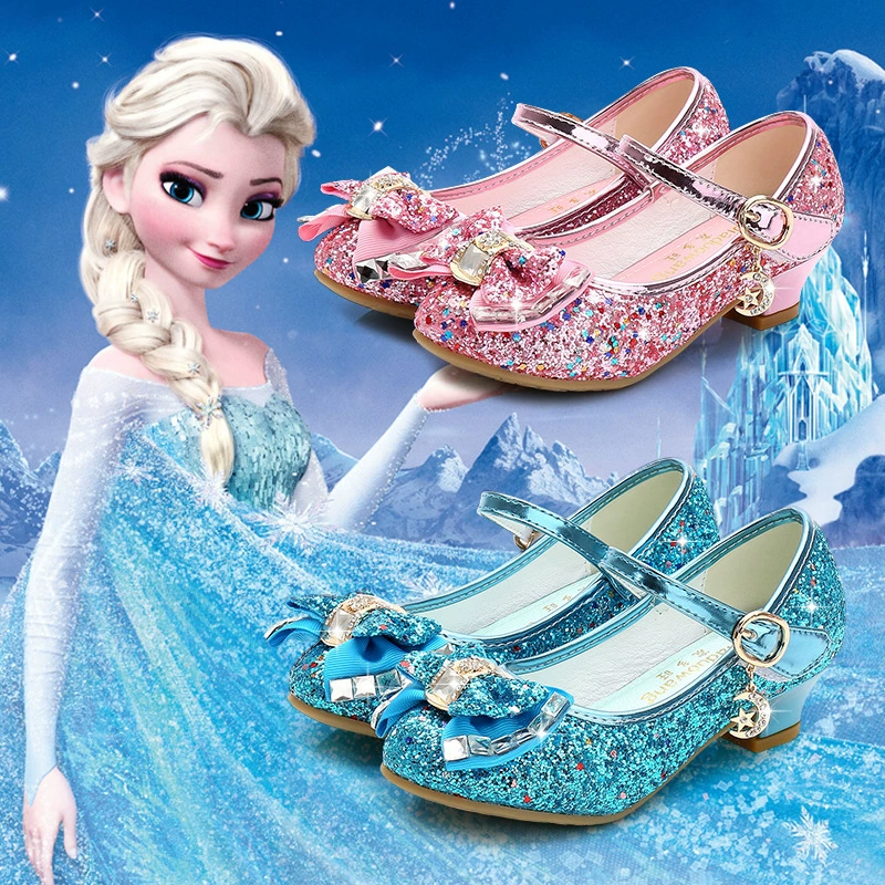 2022 летняя новая детская обувь для девочек на высоком каблуке Frozen Princess Хрустальные туфли Обувь для девочек