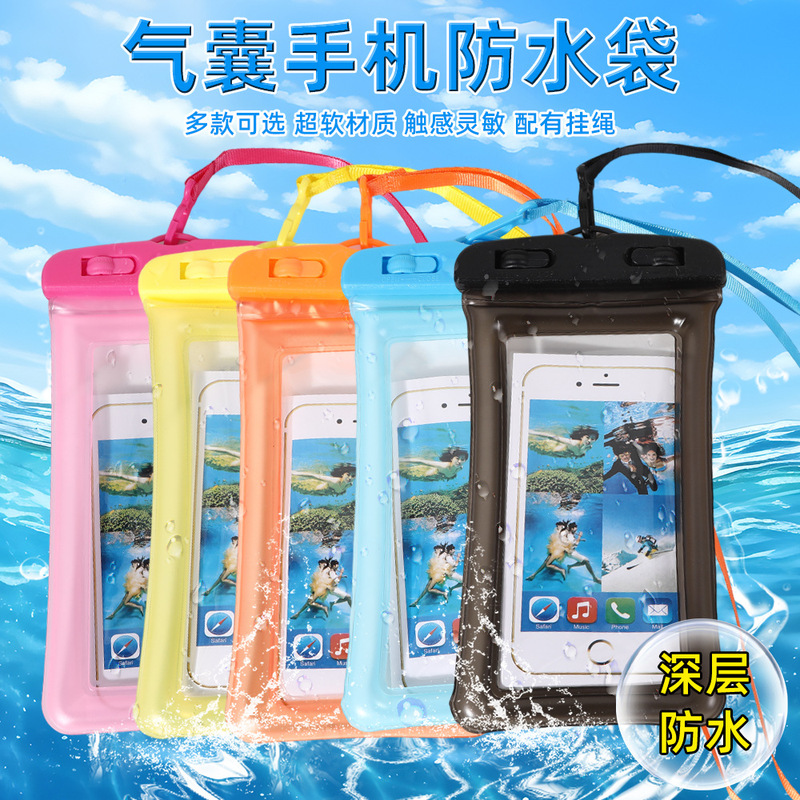 Air Bag Mobile Phone Waterproof Bag Transparent Floating Touch Screen Pvc Waterproof Case Rafting Swimming Diving Sealed Protective Case