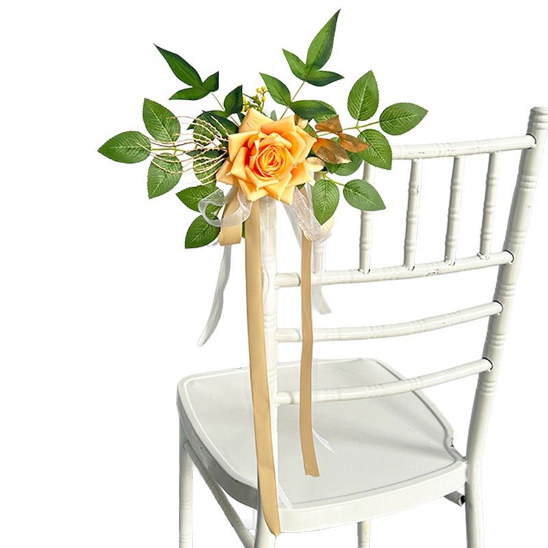 Amazon cross-border foreign trade wedding chair back flower chair back yarn stool decoration simulation flower wedding decoration wholesale