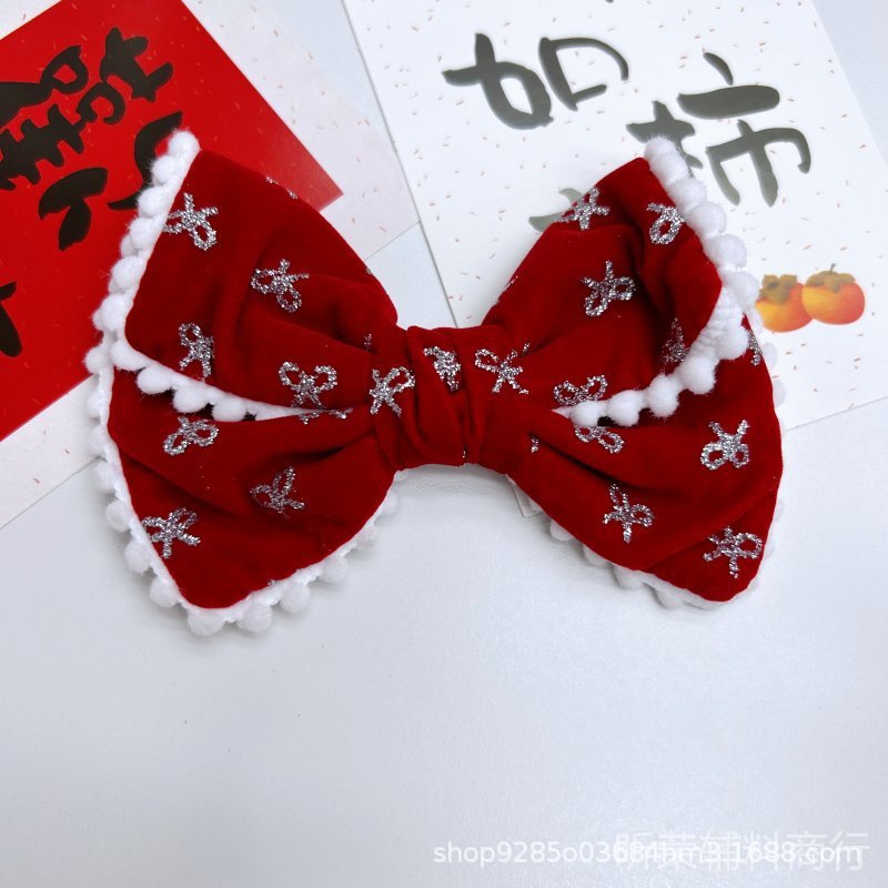 星空丝绒大红蝴蝶结辅料鞋服包配饰复古甜美法式发饰头饰配件|undefined