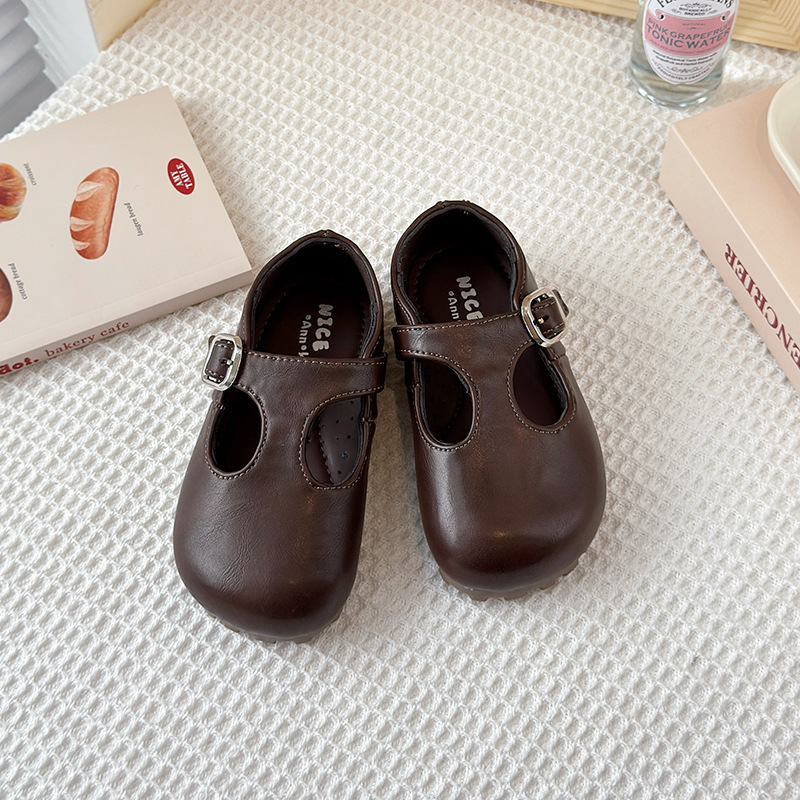 Chaussures Mary Jane en cuir style coréen tendance pour filles, collection printemps-automne, chaussures polyvalentes pour tout-petits et enfants_voghion.com