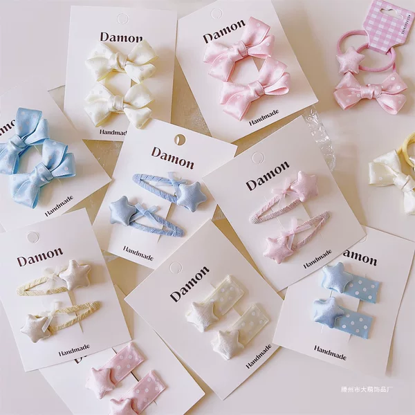 Korean Style Kidsren's Hair Accessories New Autumn and Winter Girls Hairpins Simple Blue and Pink Infant Accessible Luxury Headwear Bangs Side Clip
