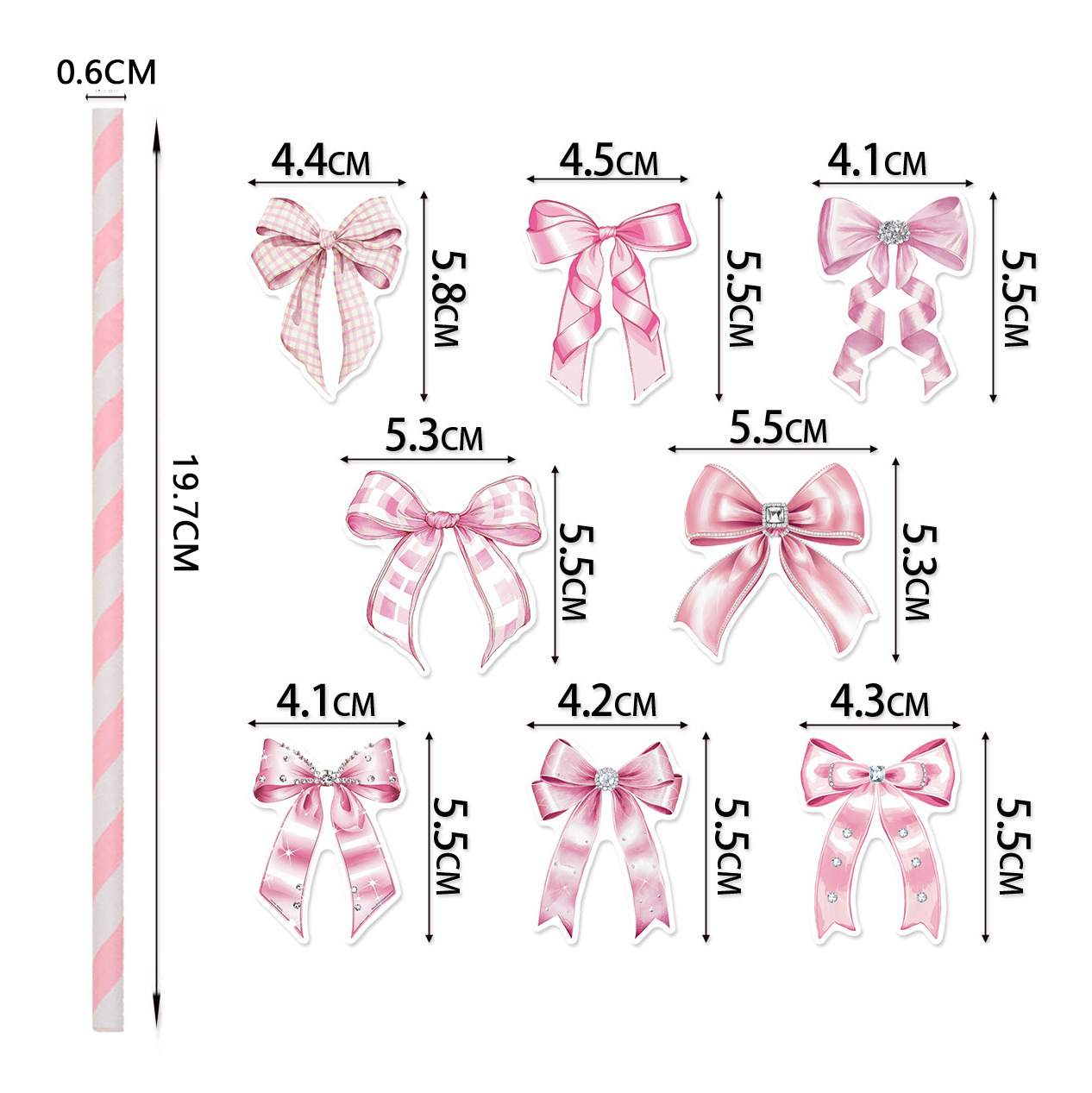 Lugar del fabricante Pajita de papel con lazo creativo Decoración de fiesta Postre Taiwán Vestido de cumpleaños Botella de pudín Plugin de pastel