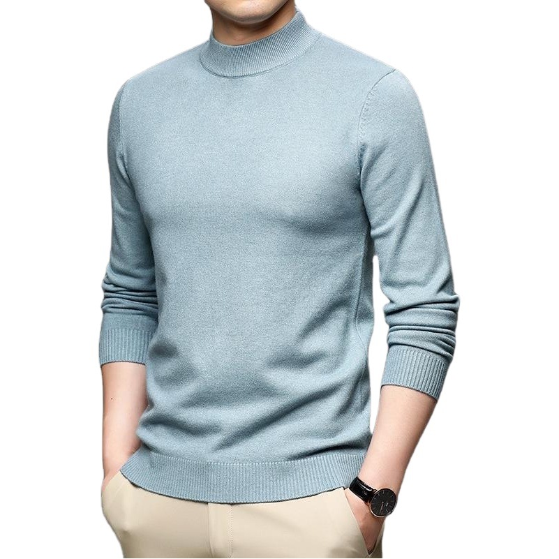 Mishima japonés STS no se desvanece anti-pilling color sólido medio cuello alto Cachemira suéter Delgado de los hombres suéter de fondo de los hombres