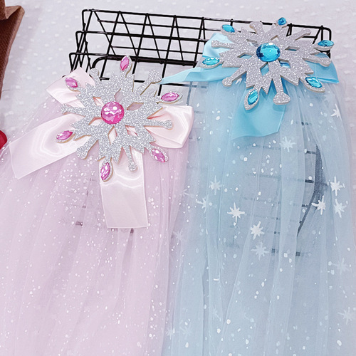 Elsa Princess Snowflake Headpiece for Little Girls, Elsa Princess Dress with Veil Clips for Children