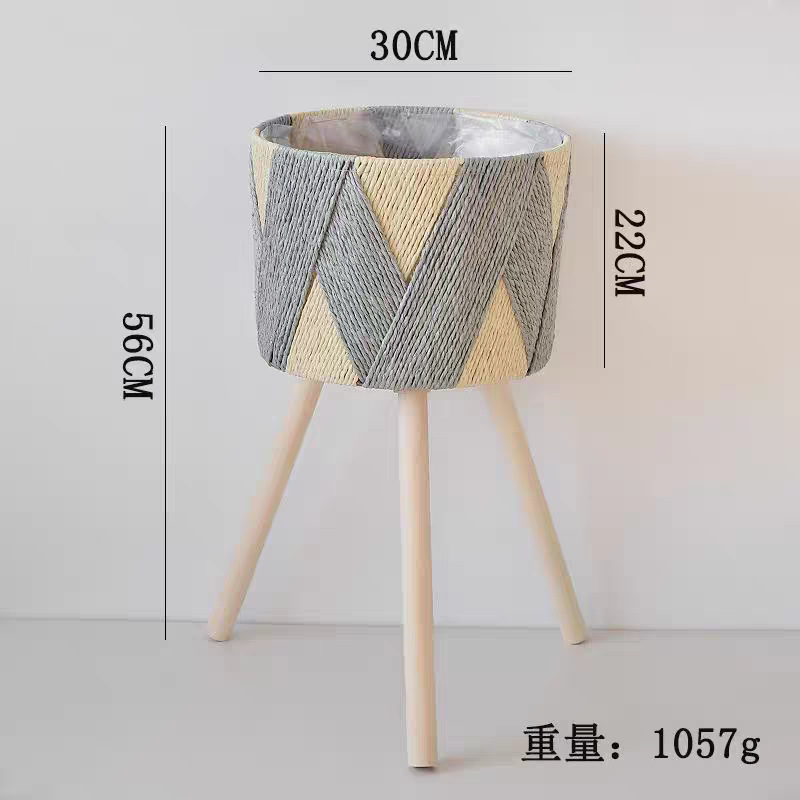 Cesta de Flores Decorativa Tejida a Mano de Cuerda de Papel para Sala de Estar y Oficina image 11