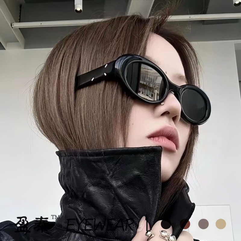 2025Gm New Yi Mengling's Same Style Cat-Eye Sunglasses for Women, High-End Korean Style Trendyy Glasses, Retro Sunglasses for Men