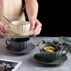 复古陶瓷咖啡杯碟套装酒店下午茶具花茶杯ins拉花杯送礼一件批发