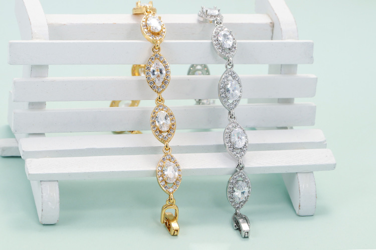 Copper Material New Full-row Diamond Copper Gold-plated Inlaid Zircon Bracelet