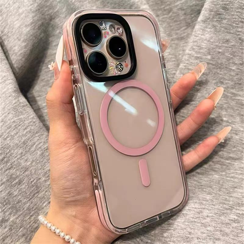 Apunción magnética simple y transparente para iphone16ProMax funda para teléfono móvil bricolaje color diamante 14 funda para teléfono móvil Apple 15P hembra
