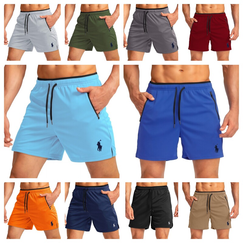 Men's Quick-Dry Beach Shorts with Zipper Pockets, Solid Color, Mesh Lining, Beach Shorts for Cross-Border Trade Men's Quick-Dry Beach Shorts with Zipper Pockets, Solid Color, Mesh Lining, Beach Shorts for Cross-Border Trade