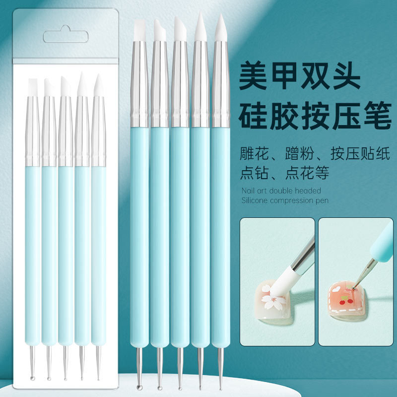 5 Pack Double Point Drill Acrylic Blue Rod Point Flower Needle Painting DIY Nail Art Creative Design Nail Art Tools