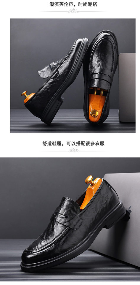 Giày da nam mũi nhọn gót thấp 1–3 cm phối đồ công sở, giày lười da bò cao cấp dễ phối — PZ98003 màu nâu, PZ98003 màu đen chi tiết 15