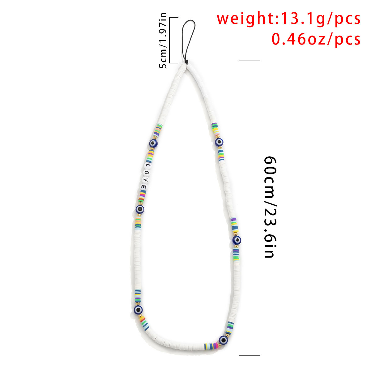 Personality Eye Letter Beaded Hanging Neck Mobile Phone Chain Soft Ceramic Woven Geometric Love Bracelet display picture 1