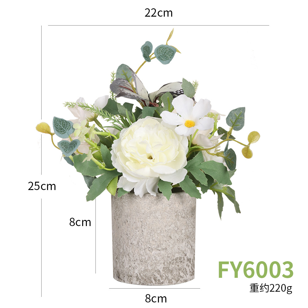 Simulación de ventas calientes transfronterizas al contado Huayang Peony columna pulpa maceta decoración de escritorio doméstico simulación Peony bonsái