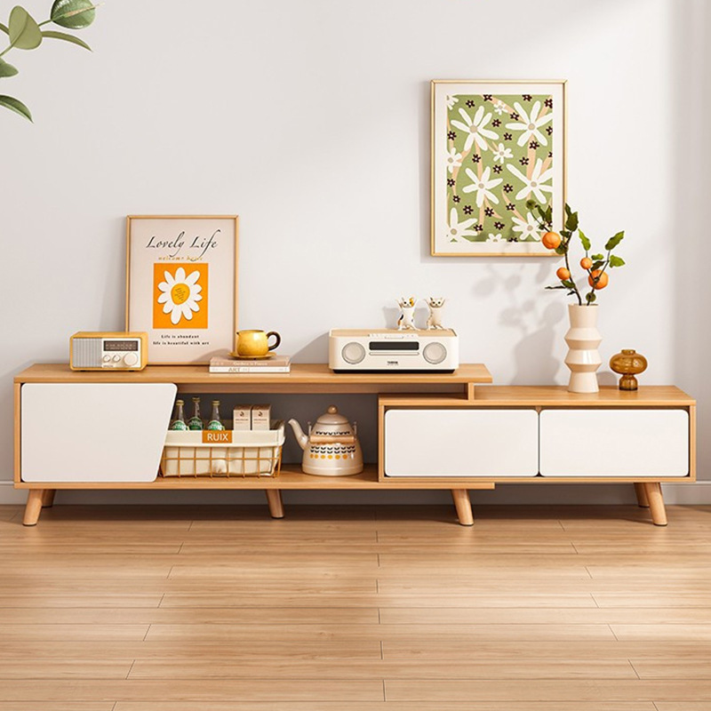 Mueble de TV Mesa de centro de apartamento pequeño simple y moderna Mueble de TV Combinación de mueble de TV Telescópico nórdico Sala de estar