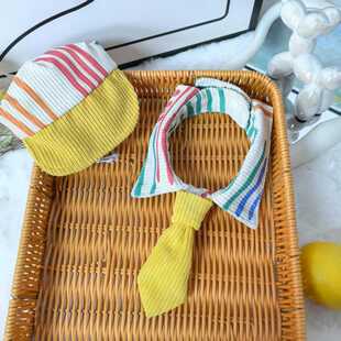 Pet Dog Cat Baseball Uniform Cat Duck Tongue Hat Tie Set Small and Medium-Sized Dog Teddy Bichon