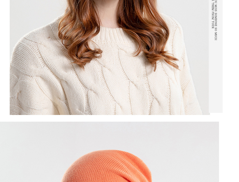 9941 Autunno e inverno pelo sottile lavorato a maglia piccola etichetta tinta unita versatile cappello al chiaro di luna fascia grande da donna Baotou_voghion.com