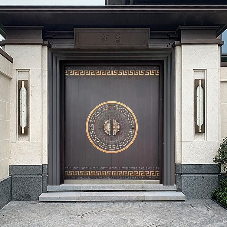 Villa Double-Door Entrance Gate Chinese-Style Entrance Double-Door Rural Self-Built House Mother Four-Door Cast Aluminum Custom-Made