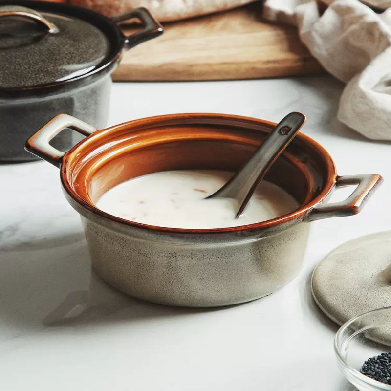 Cerámica creativa transfronteriza estilo japonés de doble oídos comedor casero de cerámica impermeable de cerámica de cerámica de cerámica resistente al calor de cerámica de cerámica de cerámica de cerámica