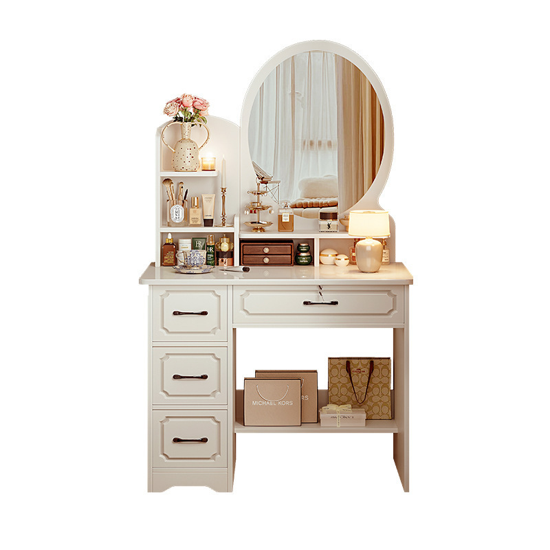 Tocador dormitorio moderno mesa de maquillaje de dormitorio principal simple 2025 nuevo gabinete de almacenamiento de espejo de escritorio de maquillaje francés apartamento pequeño