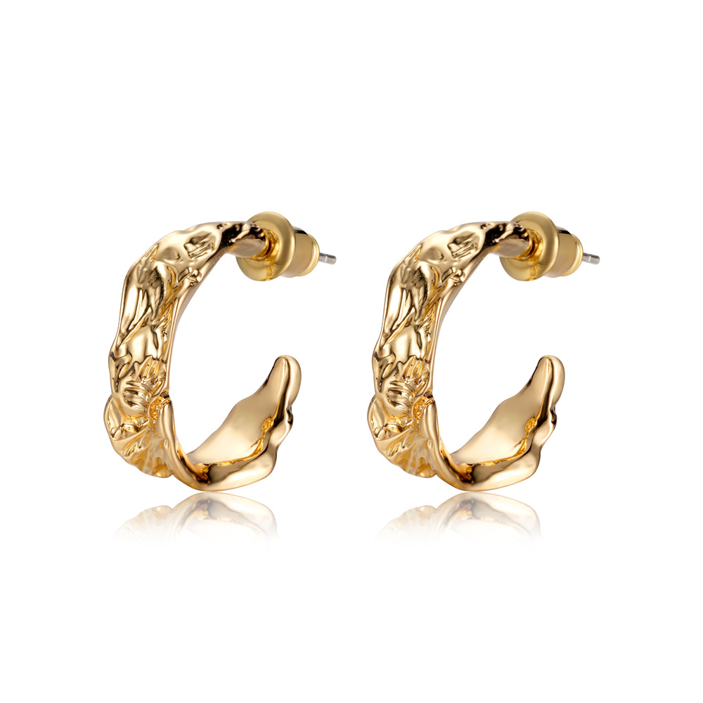 vintage-metal-pleated-earrings-for-women-niche-design-sense-advanced-vintage-style-earrings-simple-plain-circle-for-women-earrings