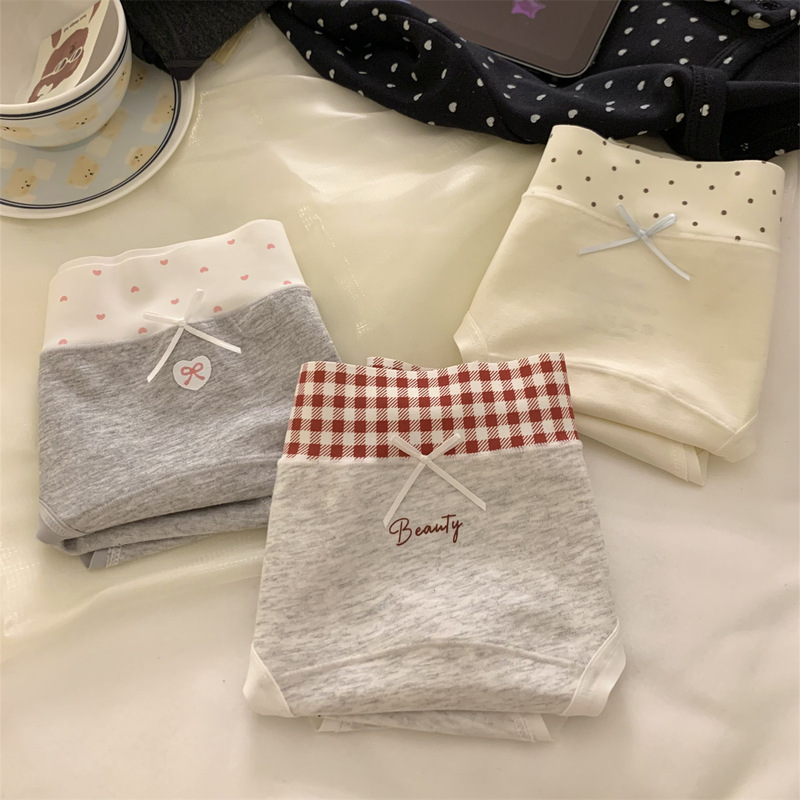 Happiness Brings Luck~ Versatile 10A Extended Pure Cotton Antibacterial Crotch Patchwork Sweet Girls' Panties Briefs Happiness Brings Luck~ Versatile 10A Extended Pure Cotton Antibacterial Crotch Patchwork Sweet Girls' Panties Briefs