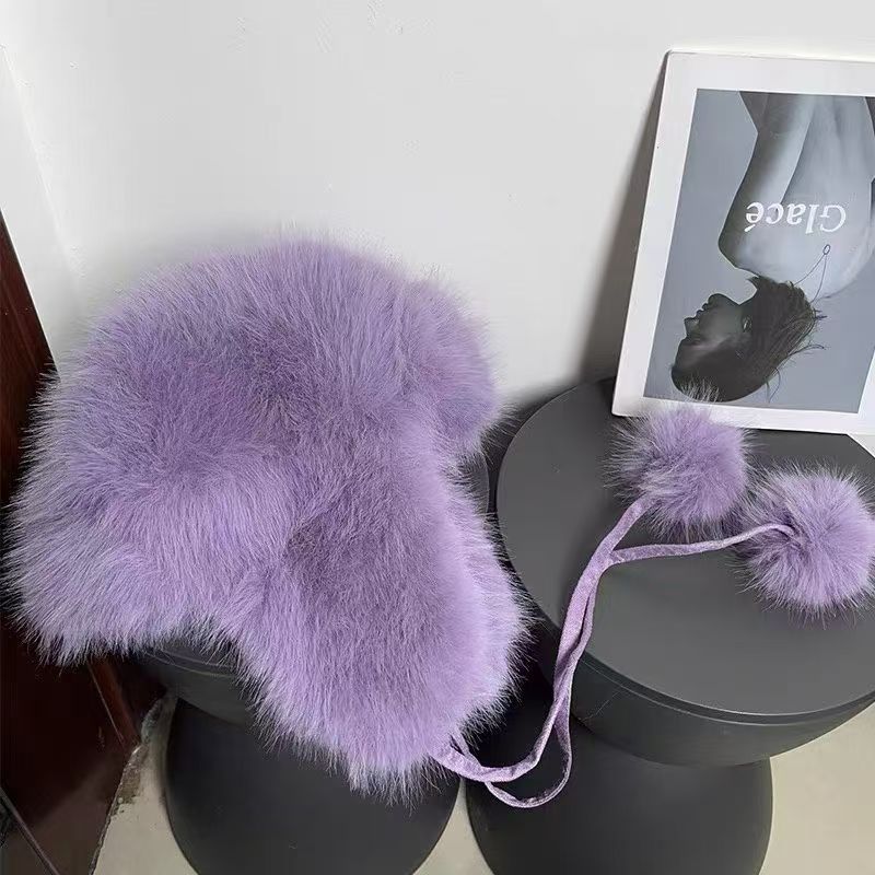 La sensación de la atmósfera es más gruesa, sombrero de pelusa de visón, sombrero de invierno caliente para mujeres, sombrero de esquí de bicicleta del noreste.