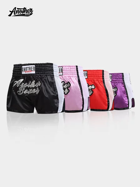 ANOTHERBOXER black mesh Muay Thai pants, designed for combat sports and martial arts, available in men's, women's, and children's sizes, suitable for Sanda and boxing
