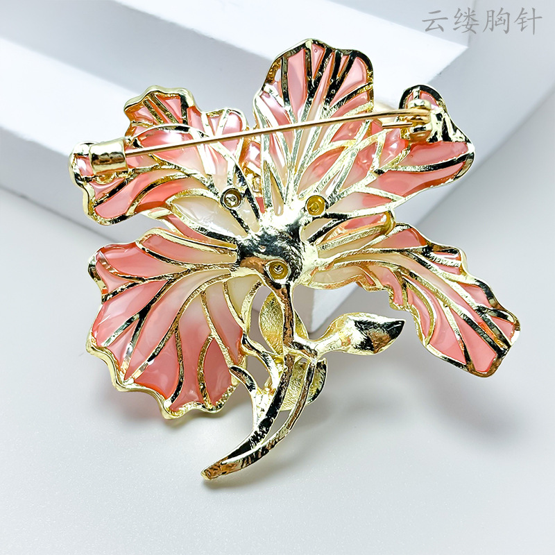 Flower Blossom Enamel Peony Brooch High-End Light Luxury Pearl Flower Brooch High-End Pin Accessories Clothing Accessories