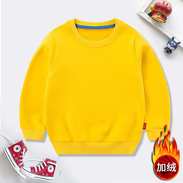 children's solid color demi-season warm sweatshirt with a round…