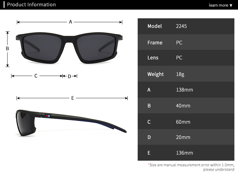 60g Weight Full Frame Glasses Structure Sunglasses Classification PC, UV400 Protection Lens Material Casual Simple Style Solid Color PC UV400 Protection Square Full Frame Men's Sunglasses