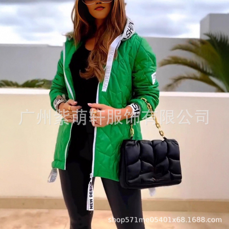 2025独立站跨境女装棉服秋冬新款时尚欧美短款休闲连帽棉衣外套|undefined