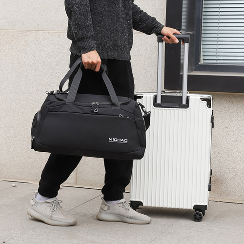 Stylish Wet and Dry Separation Fitness Bag with Large Capacity Independent Shoe Compartment, Antenatal Bag with LOGO Printing, Short Trip Bag