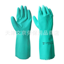 ANSELL/安思尔37-873防化防水丁腈橡胶手套植绒耐油酸碱工业