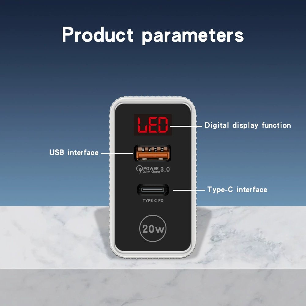 Двухпортовая 20W быстрая зарядка с розеткой QC3.0+PD, европейская и американская/британская вилка, Type-C адаптер питания