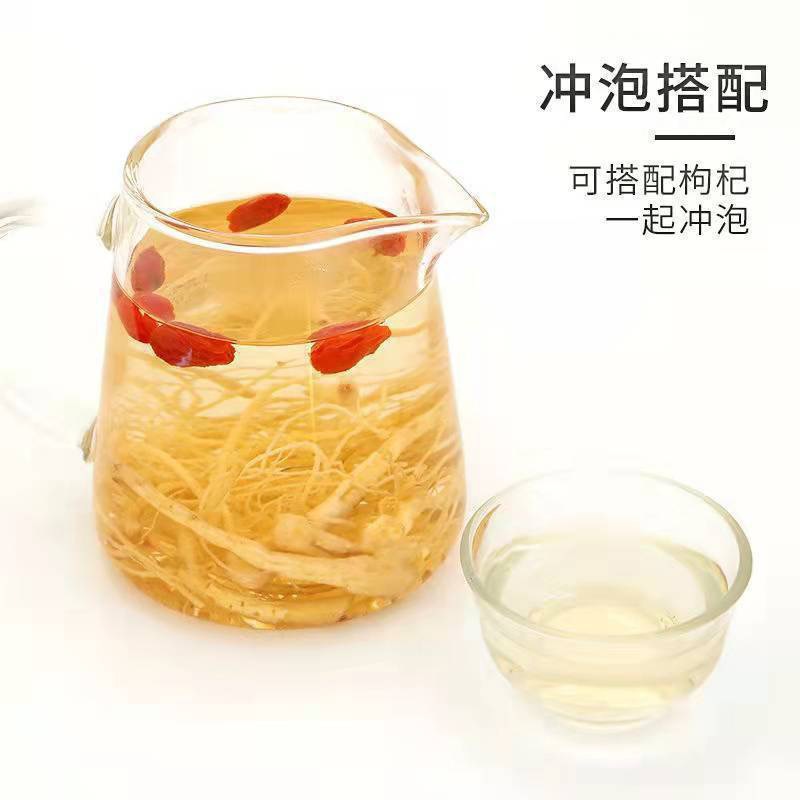 American Ginseng Rootlets Xi Yang Shen 50g Jar Dried Panax quinquefolius Fine Roots for Tea and Soup in use