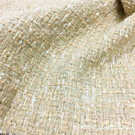 现货  咖色小香风珠片编织面料 男女装大衣外套布料 批发