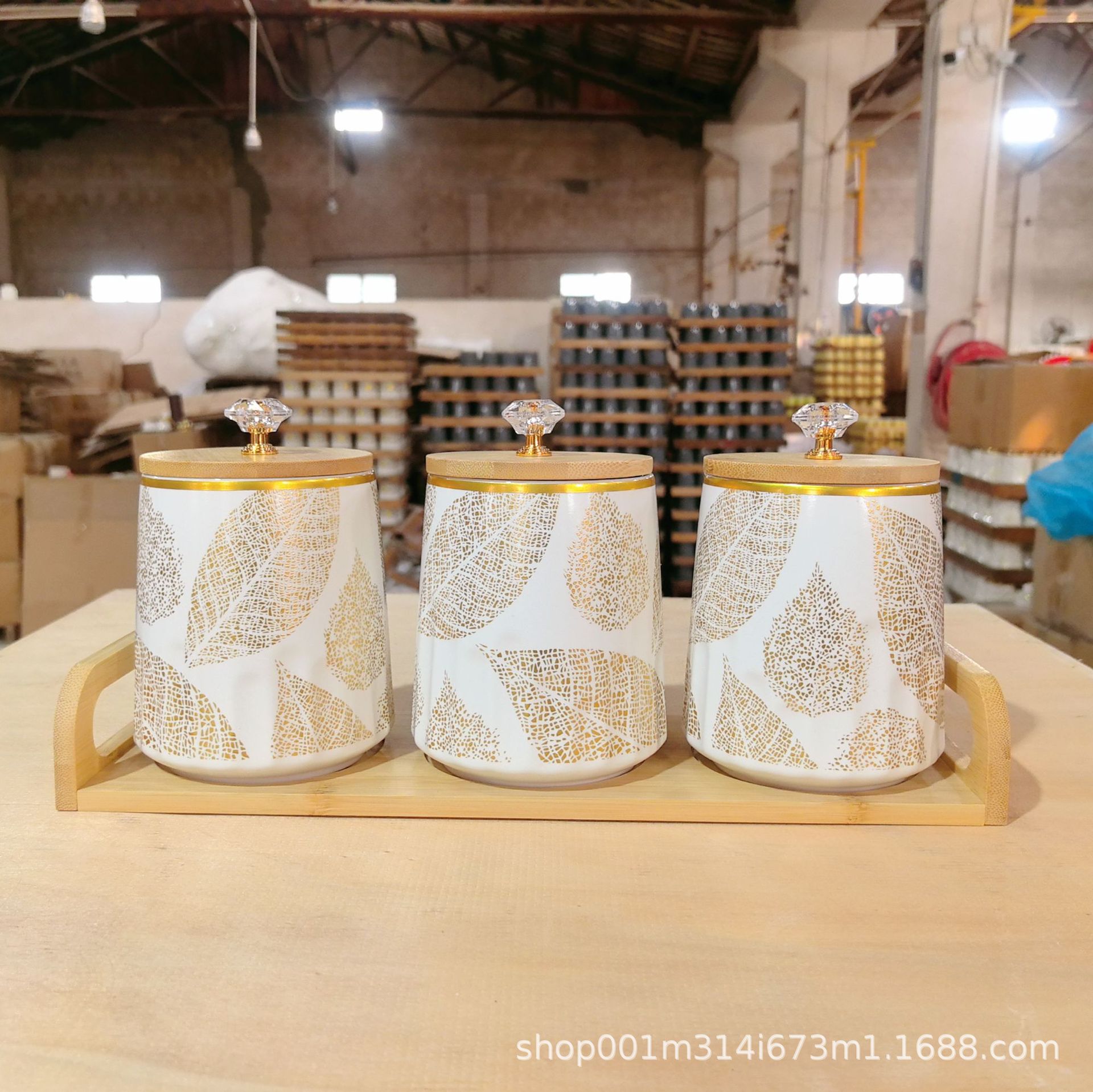 Cocina, hogar, hogar, olla de almacenamiento de cerámica, olla de almacenamiento de gran capacidad, granos de café, olla de dulces de té, decoración de tres piezas