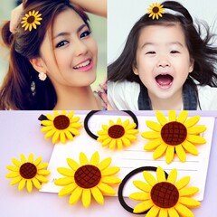 2022 New Spring Hair Ties Cute Children's Hair Accessories Summer Fresh Sunflower Hair Clips Sunflower Hair Bands
