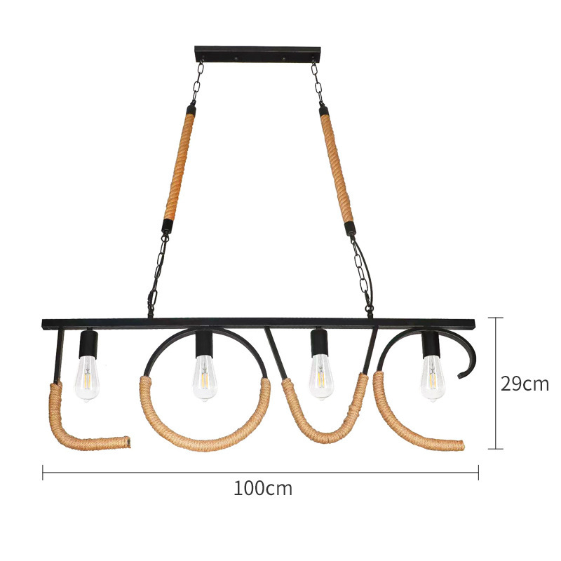 Landelier de cuerda de cáñamo creativo restaurante americano comedor bar sala de estar estilo industrial retro bar de hierro forjado
