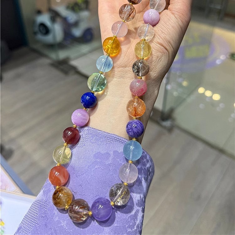 朱珠同款精品水晶多宝圆珠款项链七彩绚丽饰品礼物送女友闺蜜生日|undefined