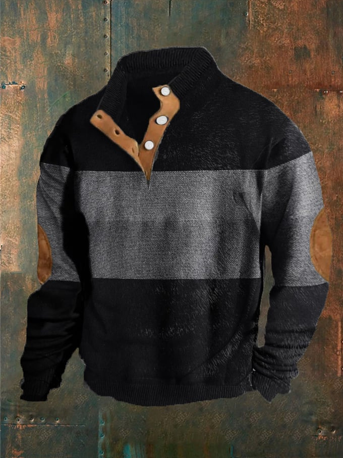 Men's Four-button Long-sleeved Sweater Image 12