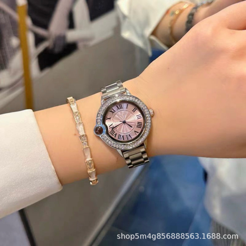 [I Love You in One Hundred Languages] Romantic Ice Rose Pink Balloon Fashionable Accessible Luxury Versatile Women's Watch