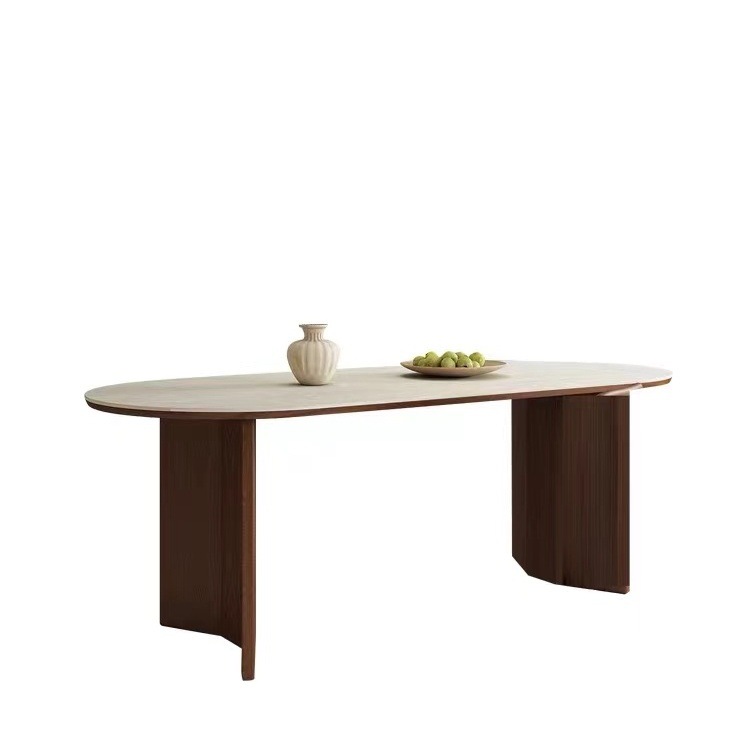Cave Rock placa mesa de comedor y silla cera blanca luz estilo francés estilo mediados-antiguo madera maciza pequeño apartamento Oval mesa de comedor de diseño