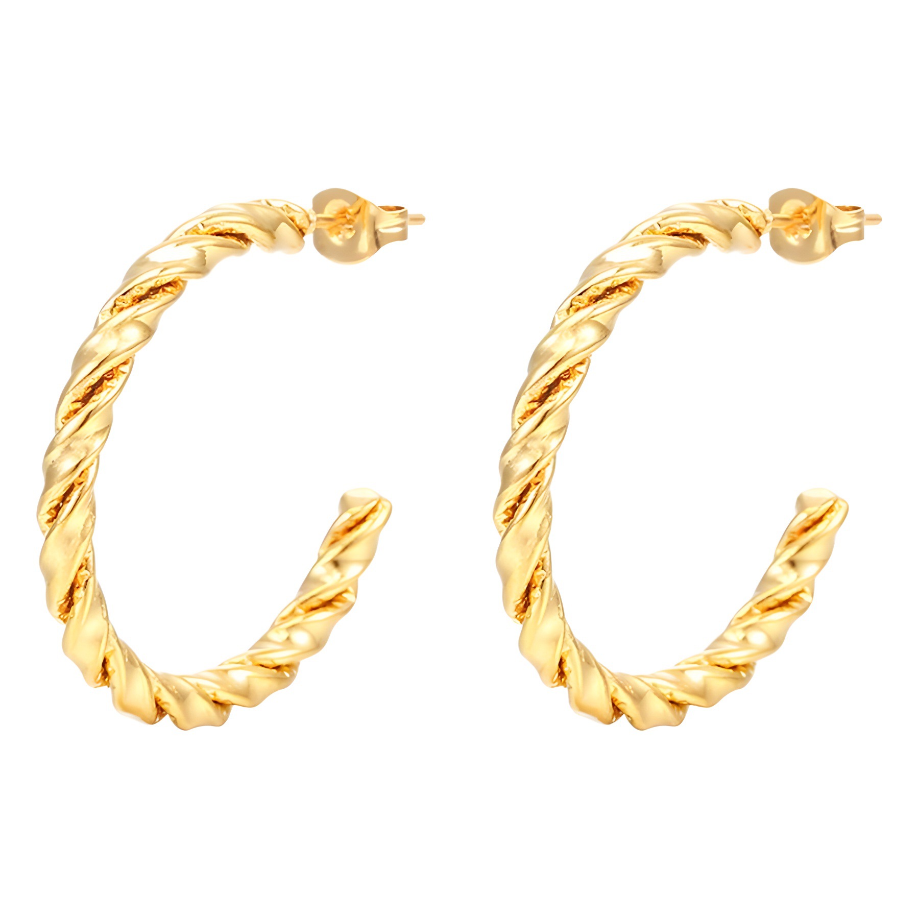 Aretes transfronterizos de moda de acero inoxidable tendencia simple torsión aretes redondos joyería de mujer al por mayor