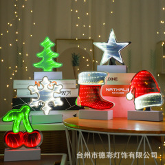 LEDトンネルモデルライトクリスマス3D効果ミラーライトクリスマス帽子クリスマスツリーナイトライト雰囲気装飾ライト