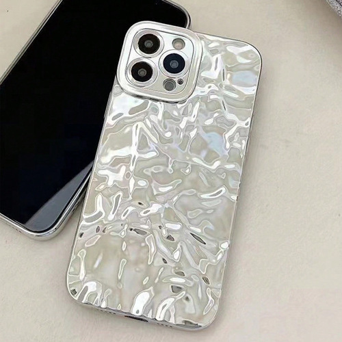 Cross-border corrugated silver plating is suitable for 15 Pro iPhone protective case, iPhone 14 Pro Max Apple phone case